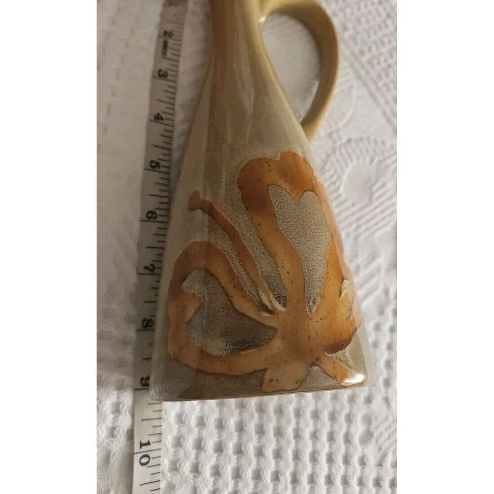 Pier 1 Kioko Oil Bottle / Vase  Hand Painted Stoneware MCM  Abstract NWOT